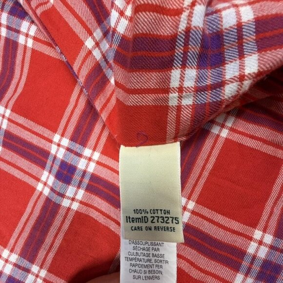 L.L.Bean Corduroy Shirt Mens XL Red Plaid Lined Button Front Shacket - Picture 4 of 10